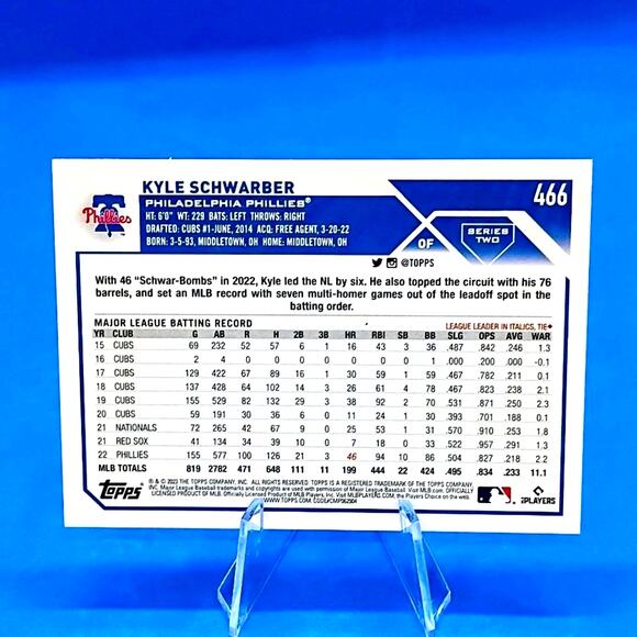 2023 Topps Complete Set - Kyle Schwarber #466 Gold Star - Picture 4 of 4